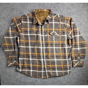 Legendary Whitetails Men Plaid Flannel Orange Corduroy Collar Casual Outdoor 3XL
